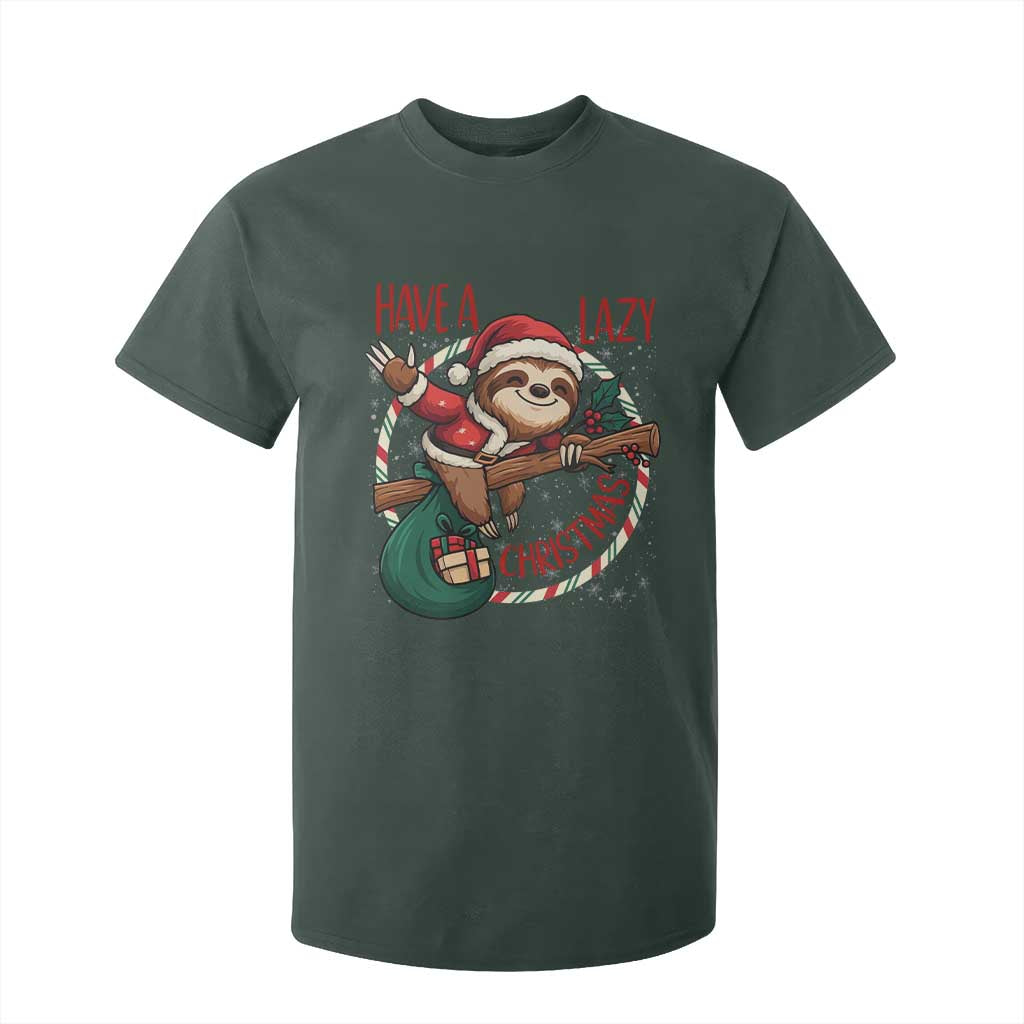 Have A Lazy Christmas T Shirt For Kid Cute Xmas Sloth TS12 Dark Forest Green Print Your Wear