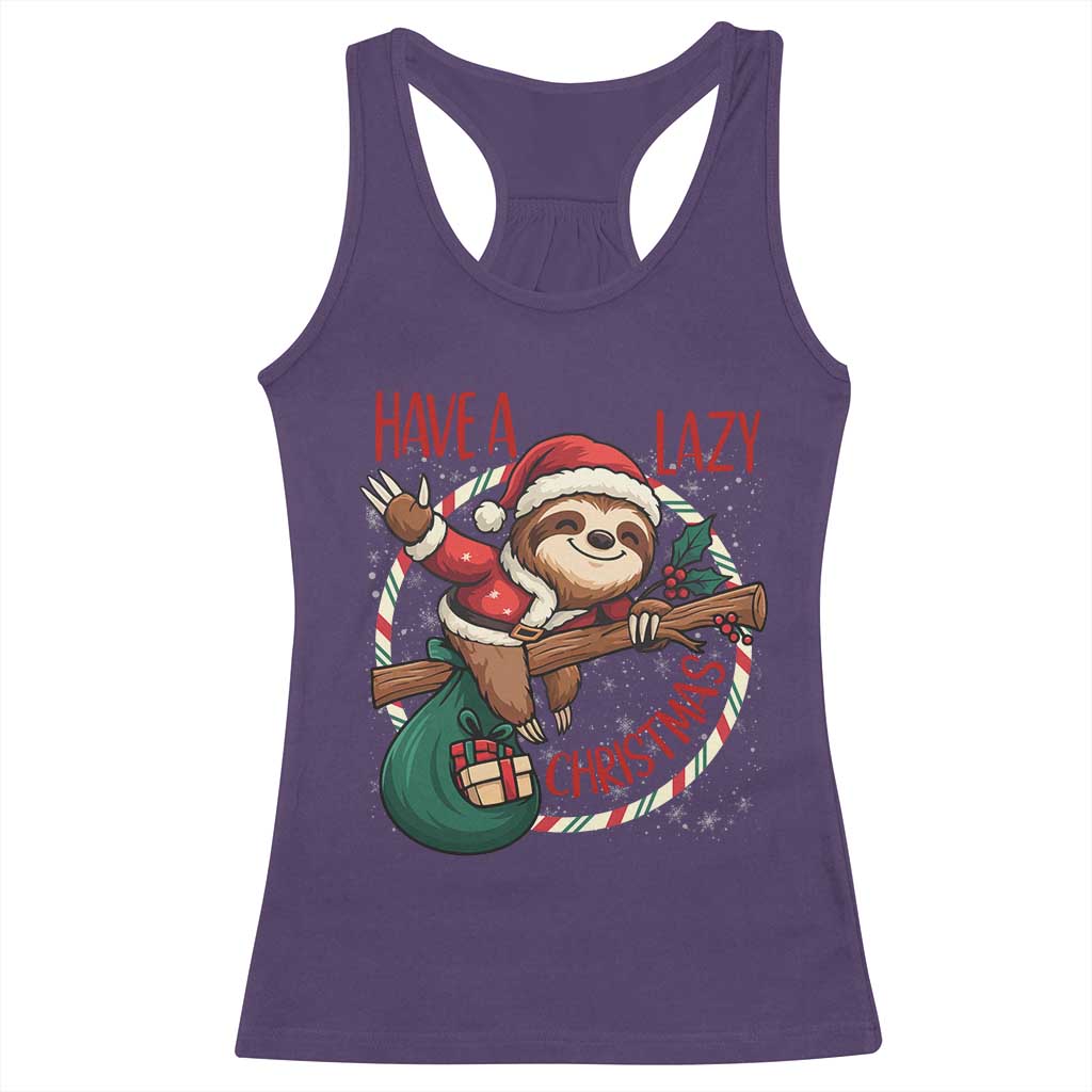 Have A Lazy Christmas Racerback Tank Top Cute Xmas Sloth TS12 Purple Print Your Wear