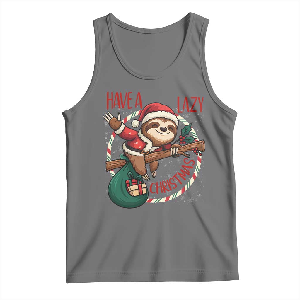 Have A Lazy Christmas Tank Top Cute Xmas Sloth TS12 Black Heather Print Your Wear