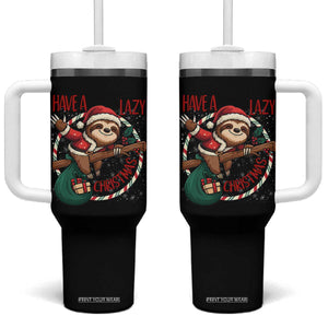 Have A Lazy Christmas Tumbler With Handle Cute Xmas Sloth TS12 One Size: 40 oz Black Print Your Wear