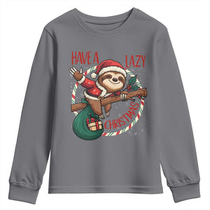 Have A Lazy Christmas Youth Sweatshirt Cute Xmas Sloth TS12 Charcoal Print Your Wear