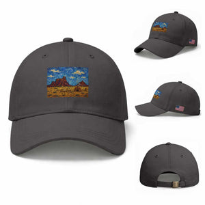 Starry Night Desert Monument Valley Baseball Cap Hogan Home Oil Painting Graphic TS12 Baseball Cap Universal Fit Dark Gray Print Your Wear