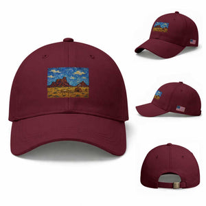 Starry Night Desert Monument Valley Baseball Cap Hogan Home Oil Painting Graphic TS12 Baseball Cap Universal Fit Maroon Print Your Wear