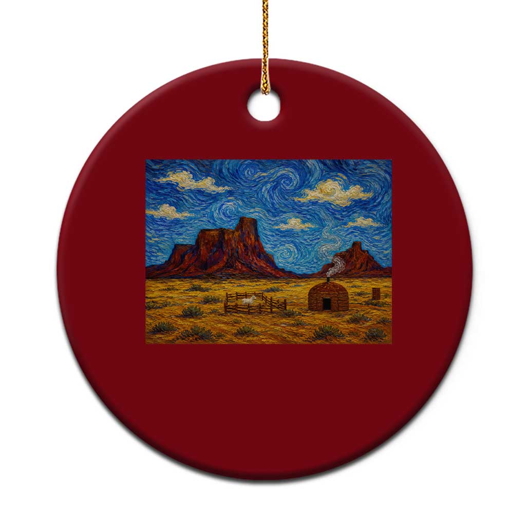 Starry Night Desert Monument Valley Ceramic Ornament Hogan Home Oil Painting Graphic TS12 1pc Red Print Your Wear