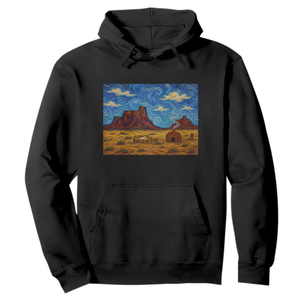 Starry Night Desert Monument Valley Hoodie Hogan Home Oil Painting Graphic TS12 Black Print Your Wear