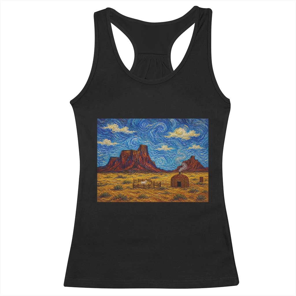 Starry Night Desert Monument Valley Racerback Tank Top Hogan Home Oil Painting Graphic TS12 Black Print Your Wear