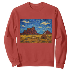 Starry Night Desert Monument Valley Sweatshirt Hogan Home Oil Painting Graphic TS12 Red Print Your Wear