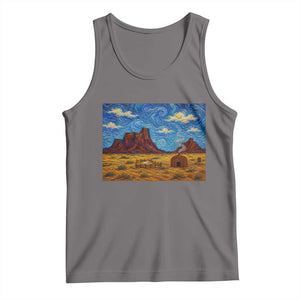 Starry Night Desert Monument Valley Tank Top Hogan Home Oil Painting Graphic TS12 Deep Heather Print Your Wear