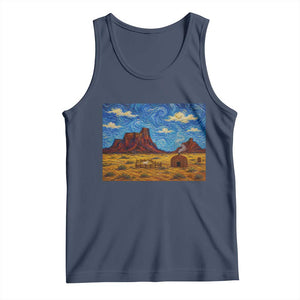 Starry Night Desert Monument Valley Tank Top Hogan Home Oil Painting Graphic TS12 Navy Print Your Wear