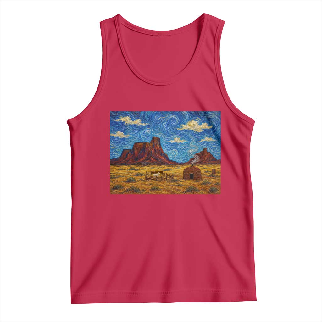 Starry Night Desert Monument Valley Tank Top Hogan Home Oil Painting Graphic TS12 Red Print Your Wear