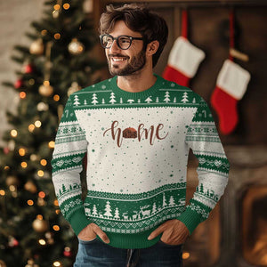 Rustic Hogan Home Typography Ugly Christmas Sweater Native American Heritage Pride TS12 Beige Green Print Your Wear