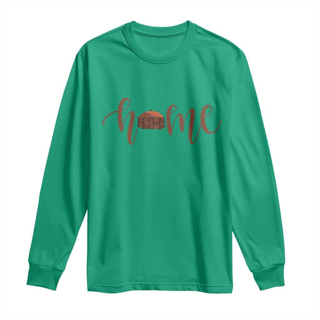 Rustic Hogan Home Typography Long Sleeve Shirt Native American Heritage Pride TS12 Irish Green Print Your Wear