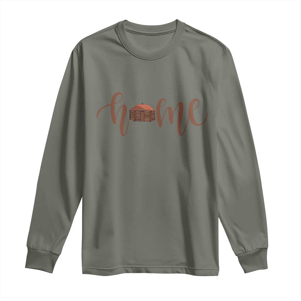 Rustic Hogan Home Typography Long Sleeve Shirt Native American Heritage Pride TS12 Military Green Print Your Wear