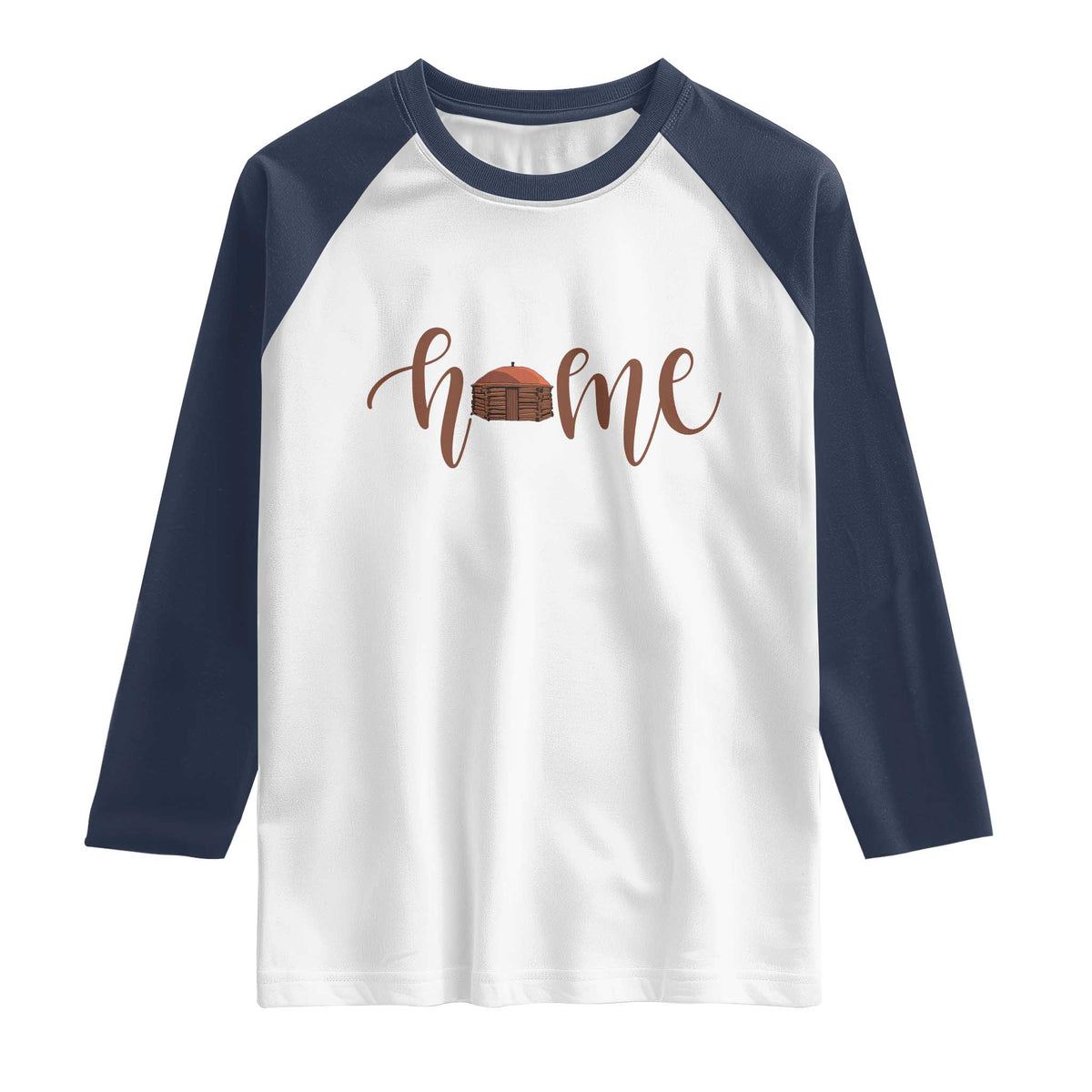 Rustic Hogan Home Typography Raglan Shirt Native American Heritage Pride TS12 White Navy Print Your Wear