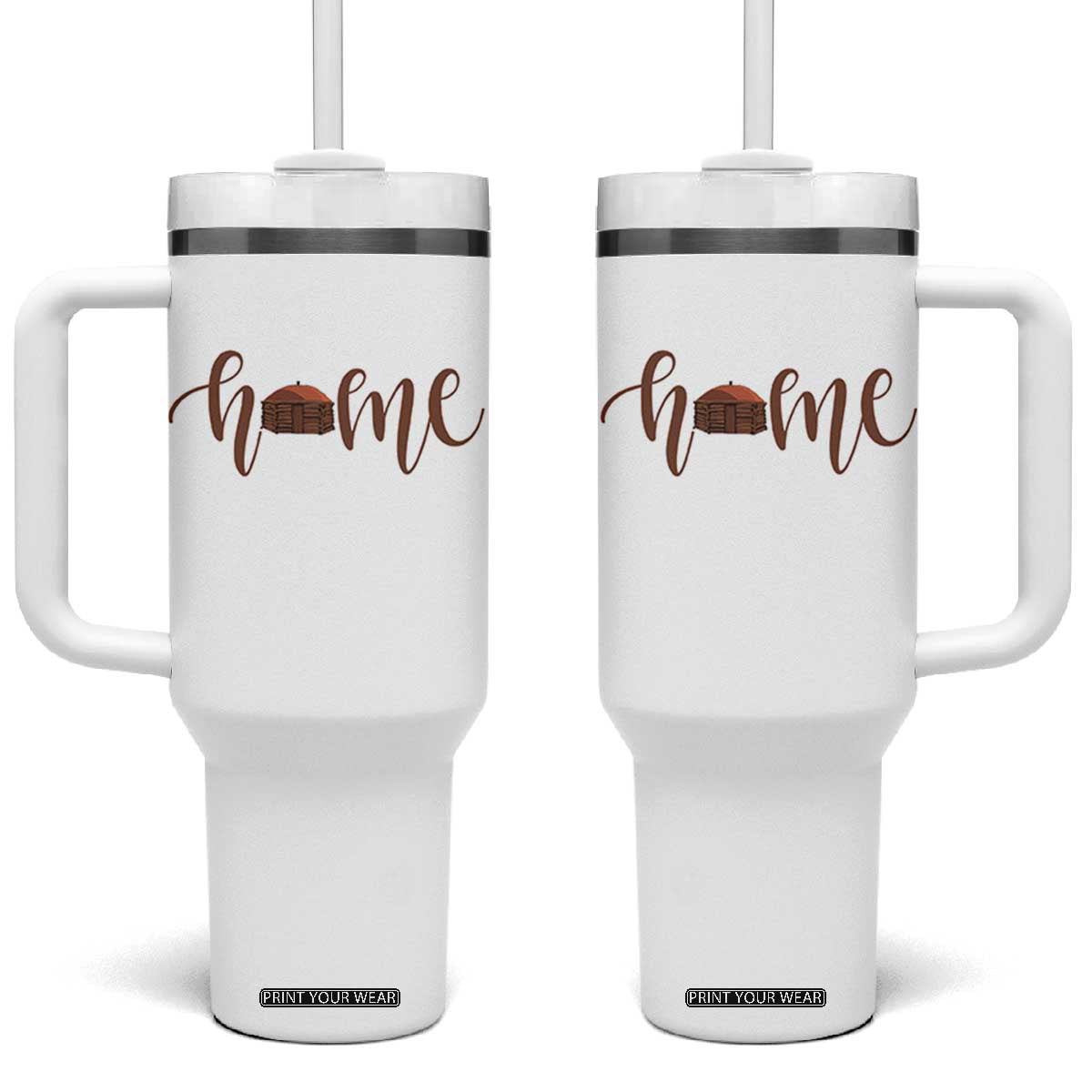 Rustic Hogan Home Typography Tumbler With Handle Native American Heritage Pride TS12 One Size: 40 oz White Print Your Wear