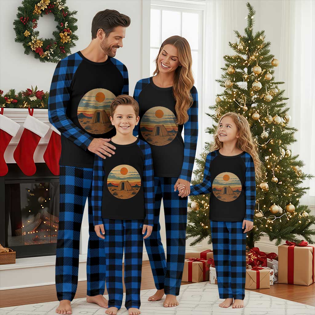 Vintage Monument Valley Landscape Plaid Pajama Set Desert Hogan Home Art TS12 Blue Plaid Print Your Wear