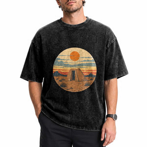 Vintage Monument Valley Landscape Washed Cotton T-Shirt Desert Hogan Home Art