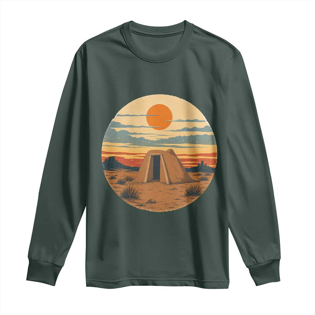 Vintage Monument Valley Landscape Long Sleeve Shirt Desert Hogan Home Art TS12 Dark Forest Green Print Your Wear
