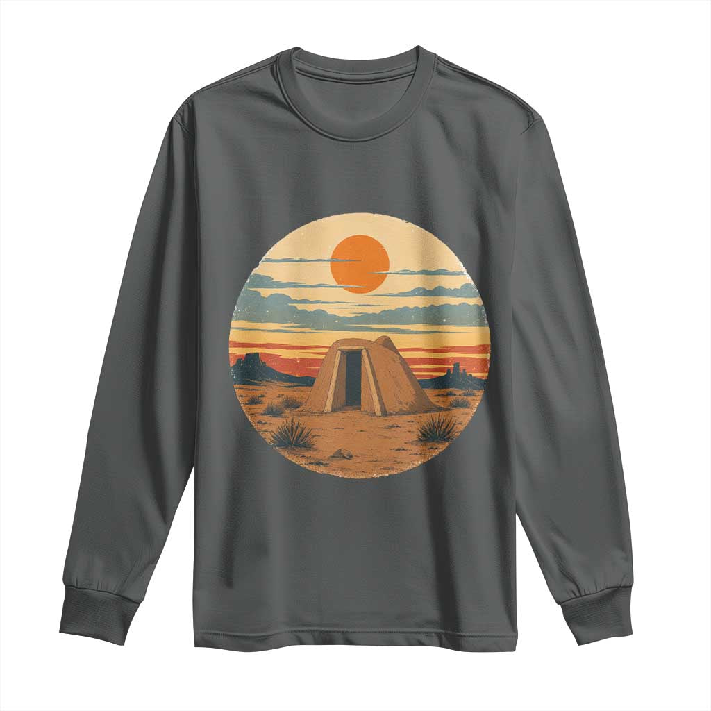 Vintage Monument Valley Landscape Long Sleeve Shirt Desert Hogan Home Art TS12 Dark Heather Print Your Wear