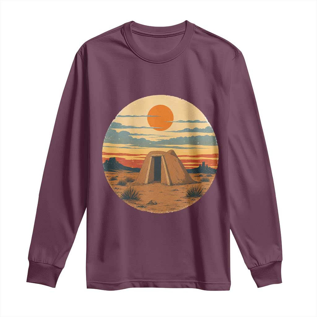 Vintage Monument Valley Landscape Long Sleeve Shirt Desert Hogan Home Art TS12 Maroon Print Your Wear