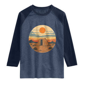 Vintage Monument Valley Landscape Raglan Shirt Desert Hogan Home Art TS12 Heather Denim Navy Print Your Wear