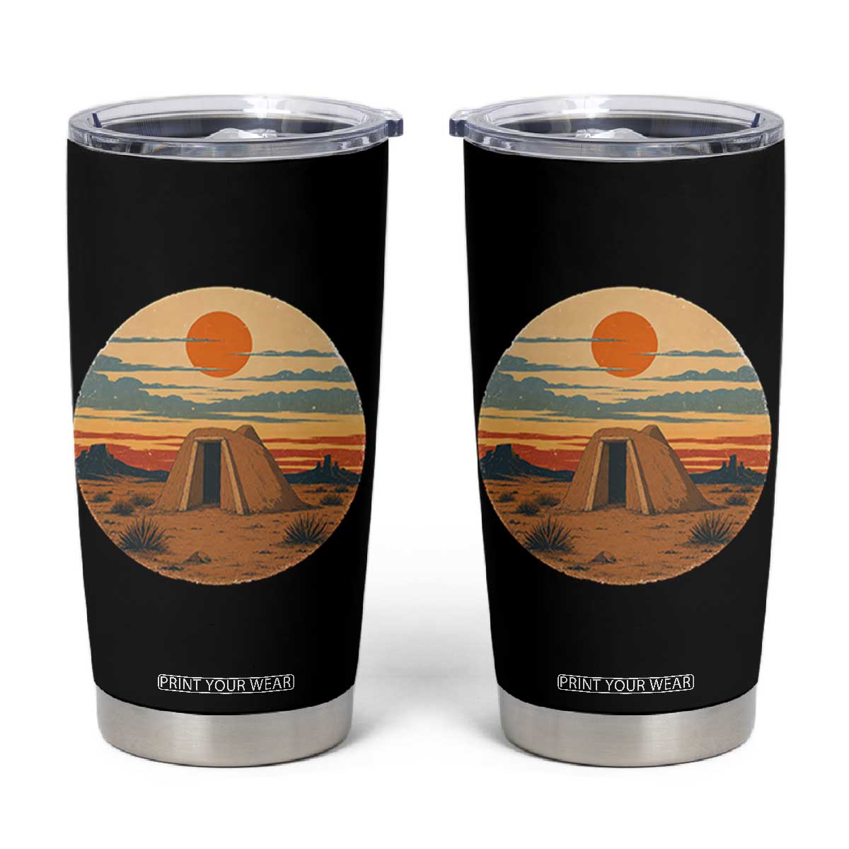 Vintage Monument Valley Landscape Tumbler Cup Desert Hogan Home Art TS12 Black Print Your Wear
