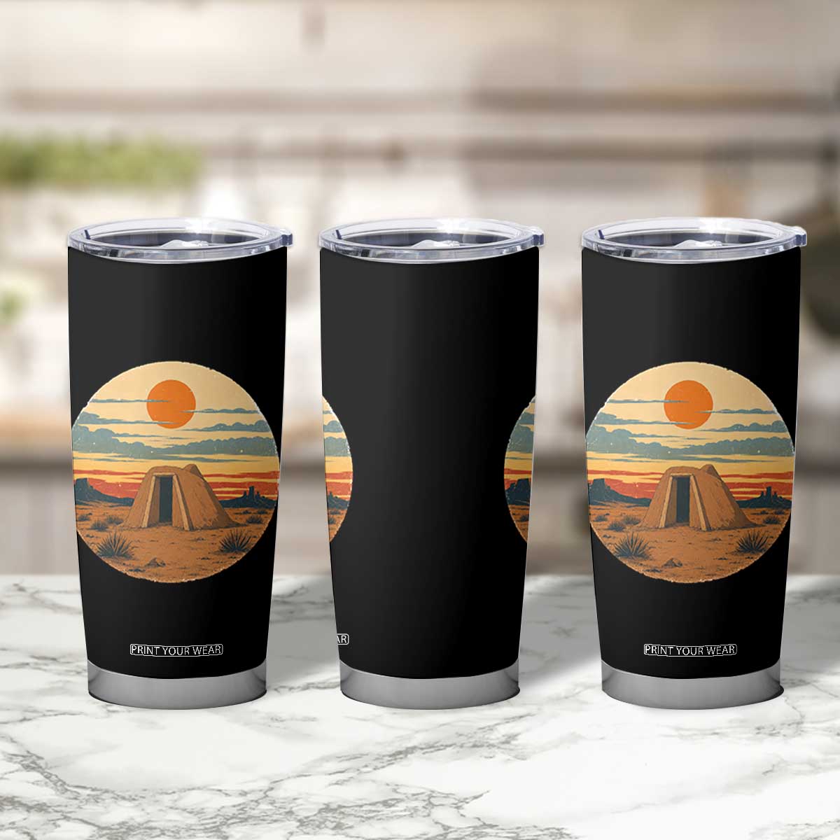Vintage Monument Valley Landscape Tumbler Cup Desert Hogan Home Art TS12 Print Your Wear