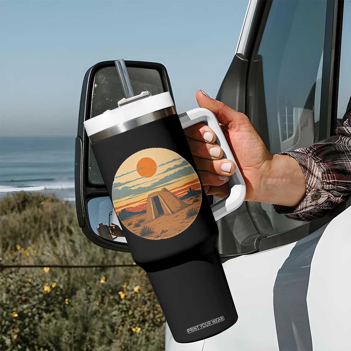 Vintage Monument Valley Landscape Tumbler With Handle Desert Hogan Home Art TS12 Print Your Wear