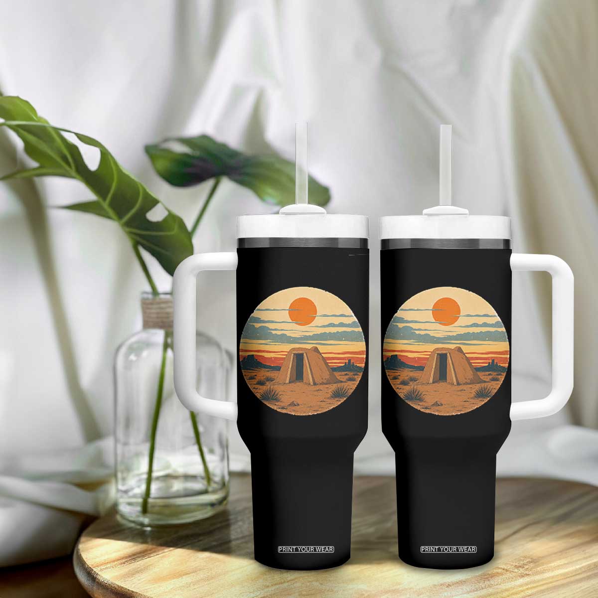 Vintage Monument Valley Landscape Tumbler With Handle Desert Hogan Home Art TS12 Print Your Wear