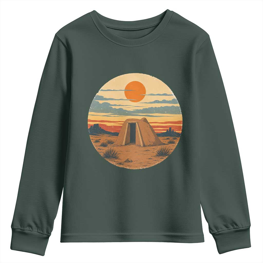 Vintage Monument Valley Landscape Youth Sweatshirt Desert Hogan Home Art TS12 Dark Forest Green Print Your Wear