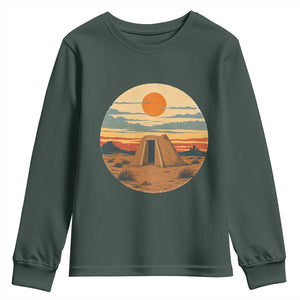 Vintage Monument Valley Landscape Youth Sweatshirt Desert Hogan Home Art TS12 Dark Forest Green Print Your Wear