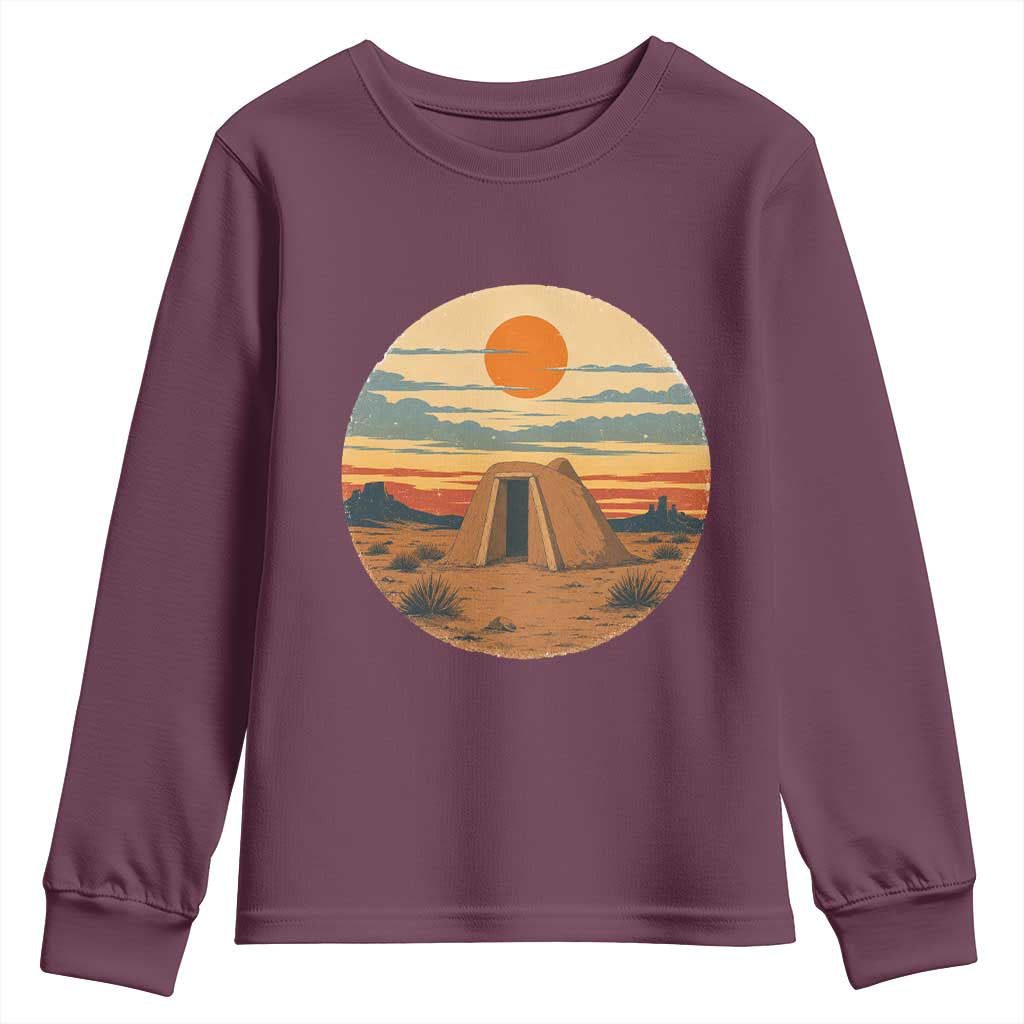 Vintage Monument Valley Landscape Youth Sweatshirt Desert Hogan Home Art TS12 Maroon Print Your Wear