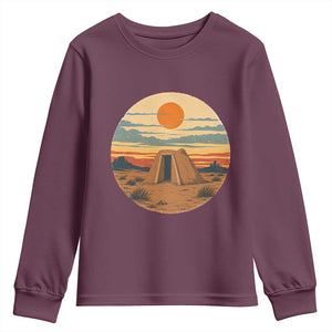 Vintage Monument Valley Landscape Youth Sweatshirt Desert Hogan Home Art TS12 Maroon Print Your Wear