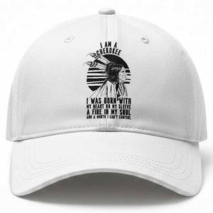 Native American Heritage Pride Gift Baseball Cap I Am A Cherokee Born With Heart On My Sleeve TS12 Print Your Wear