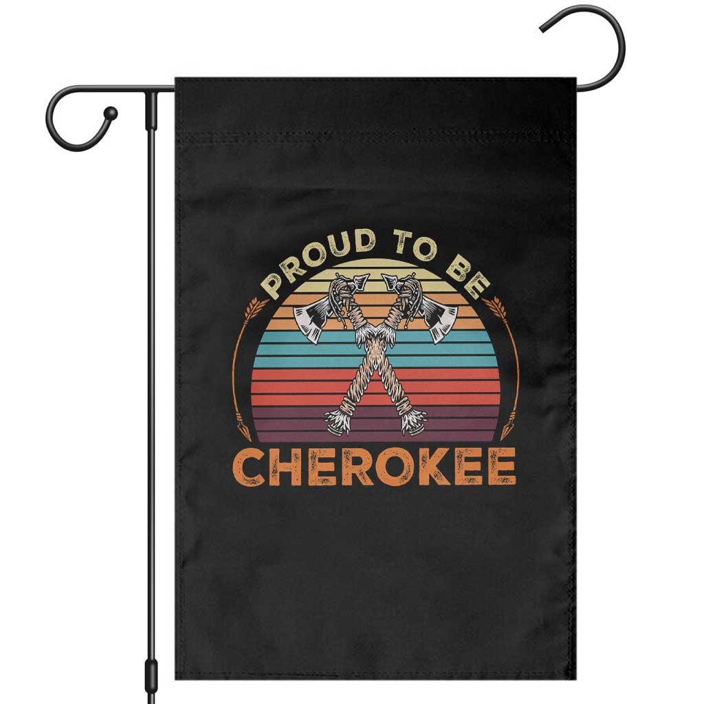 Cherokee Heritage Pride Garden Flag Vintage Sunset Tomahawk Native American Graphic TS12 Black Print Your Wear