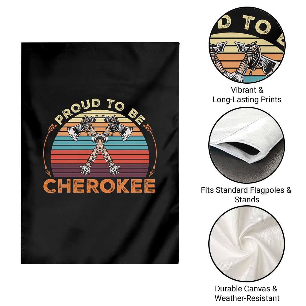 Cherokee Heritage Pride Garden Flag Vintage Sunset Tomahawk Native American Graphic TS12 Print Your Wear