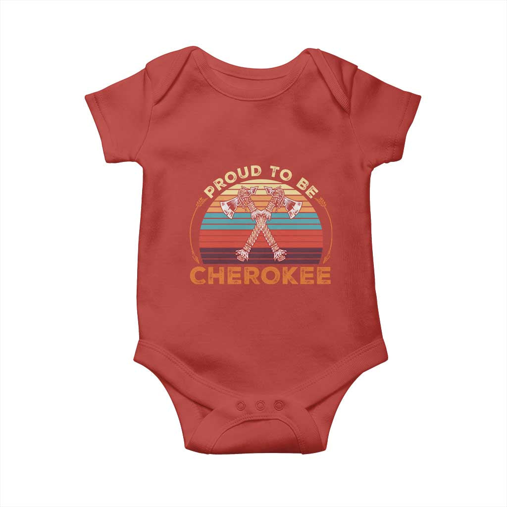 Cherokee Heritage Pride Baby Onesie Vintage Sunset Tomahawk Native American Graphic TS12 Red Print Your Wear