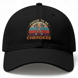 Cherokee Heritage Pride Baseball Cap Vintage Sunset Tomahawk Native American Graphic TS12 Print Your Wear