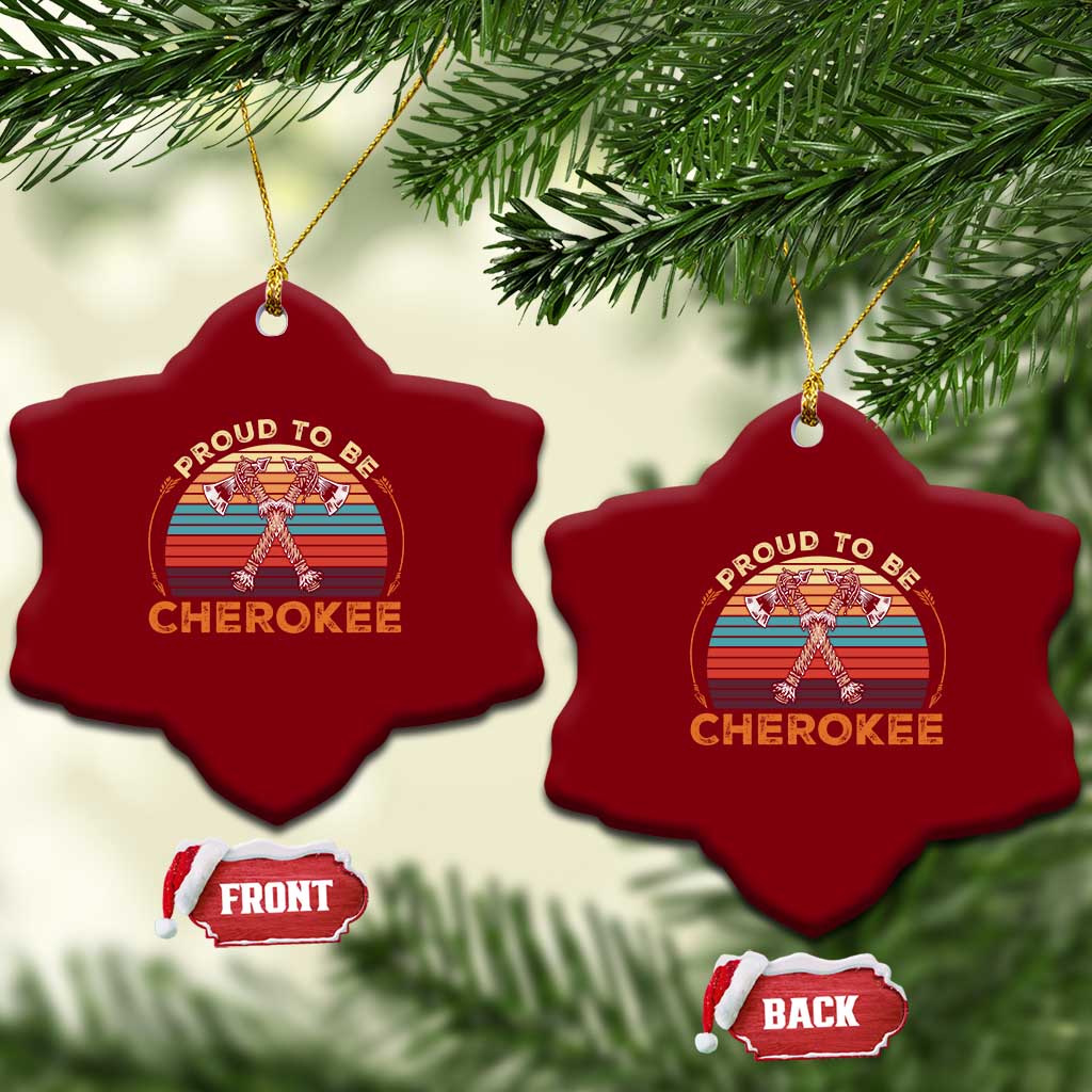 Cherokee Heritage Pride Ceramic Ornament Vintage Sunset Tomahawk Native American Graphic TS12 Print Your Wear