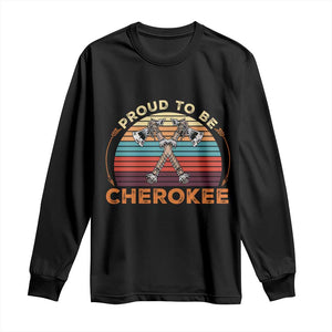Cherokee Heritage Pride Long Sleeve Shirt Vintage Sunset Tomahawk Native American Graphic TS12 Black Print Your Wear