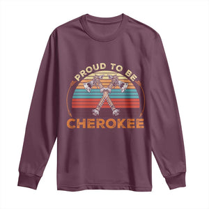 Cherokee Heritage Pride Long Sleeve Shirt Vintage Sunset Tomahawk Native American Graphic TS12 Maroon Print Your Wear