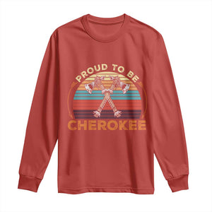 Cherokee Heritage Pride Long Sleeve Shirt Vintage Sunset Tomahawk Native American Graphic TS12 Red Print Your Wear