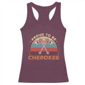 Cherokee Heritage Pride Racerback Tank Top Vintage Sunset Tomahawk Native American Graphic TS12 Maroon Print Your Wear