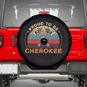 Cherokee Heritage Pride Spare Tire Cover Vintage Sunset Tomahawk Native American Graphic TS12 Black Print Your Wear