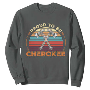 Cherokee Heritage Pride Sweatshirt Vintage Sunset Tomahawk Native American Graphic TS12 Dark Heather Print Your Wear