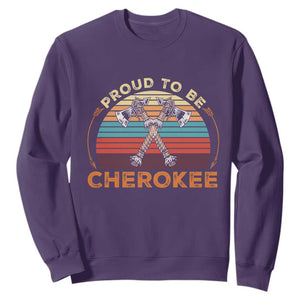 Cherokee Heritage Pride Sweatshirt Vintage Sunset Tomahawk Native American Graphic TS12 Purple Print Your Wear
