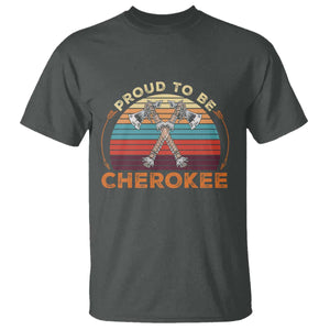 Cherokee Heritage Pride T Shirt Vintage Sunset Tomahawk Native American Graphic TS12 Dark Heather Print Your Wear