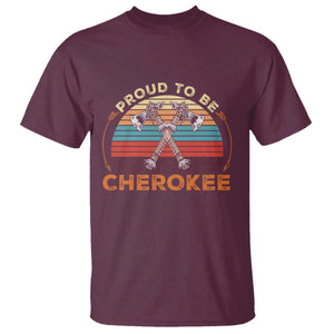 Cherokee Heritage Pride T Shirt Vintage Sunset Tomahawk Native American Graphic TS12 Maroon Print Your Wear