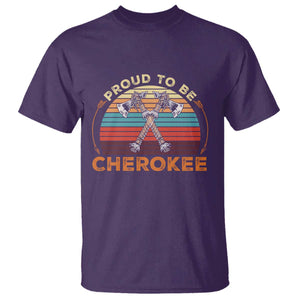 Cherokee Heritage Pride T Shirt Vintage Sunset Tomahawk Native American Graphic TS12 Purple Print Your Wear