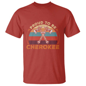 Cherokee Heritage Pride T Shirt Vintage Sunset Tomahawk Native American Graphic TS12 Red Print Your Wear